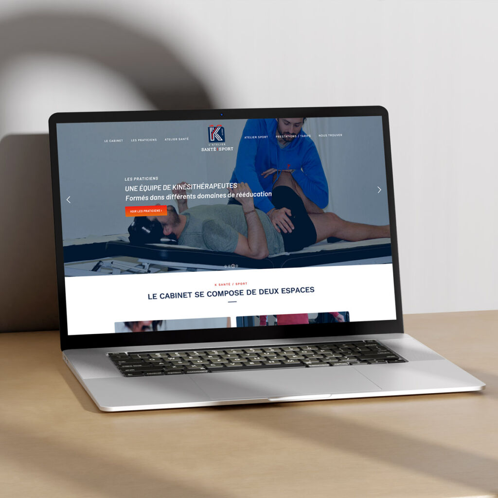 Site internet pour K Santé Sport, cabinet de kinésithérapie situé à La Crau dans le Var, créé par Yunaima Oyola, Yo Design, graphiste et web-designer basée à Cherbourg-en-Cotentin